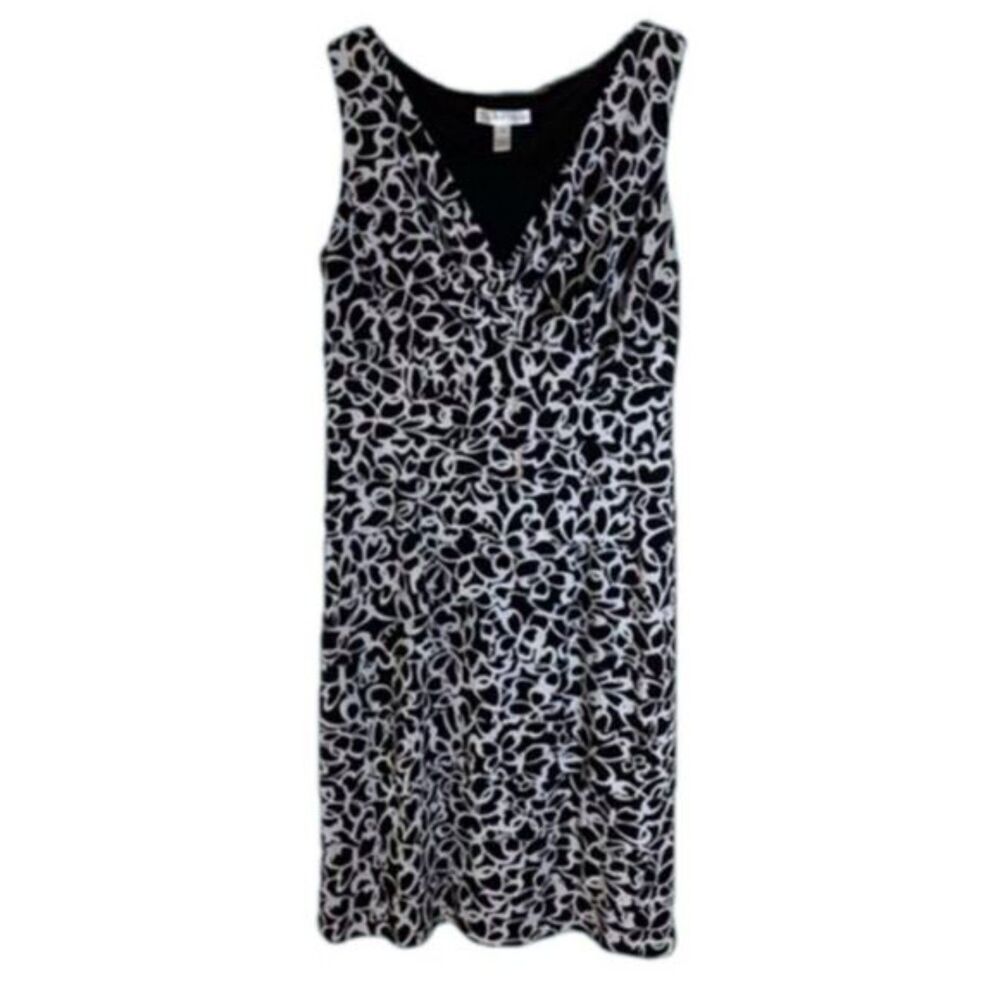 Abstract Print Cocktail Dress Women's Size 8 Black White - Picture 6 of 8